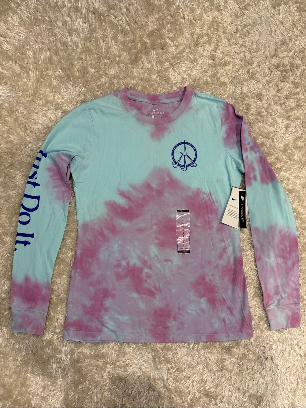 Nike Kids Tie-Dye Long Sleeve Tee - Light Blue & Purple